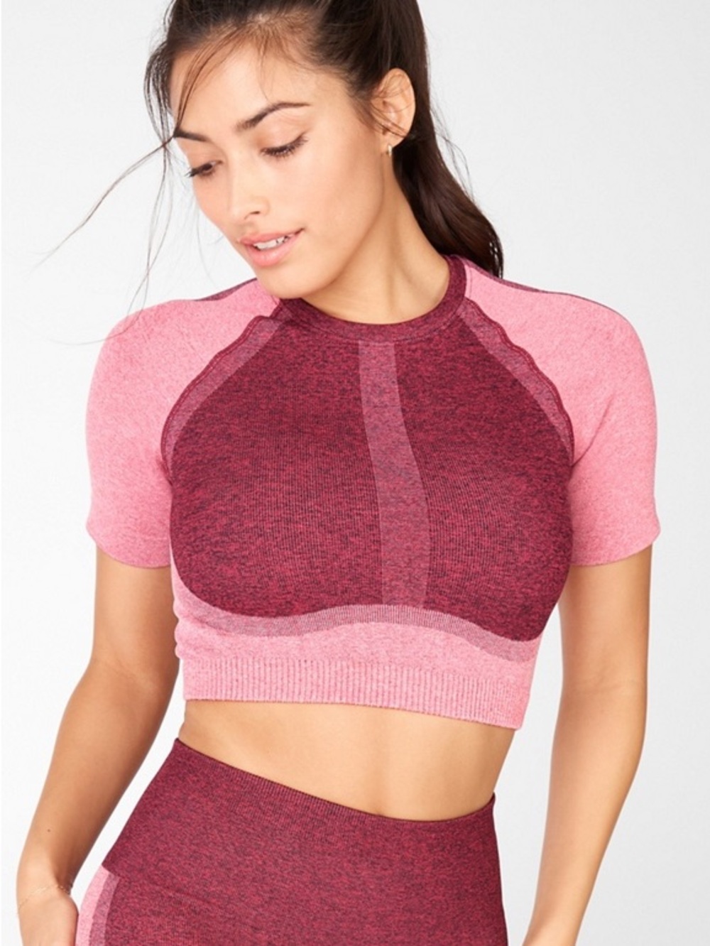 Fabletics Seamless Pink Gradient Cropped Active Top